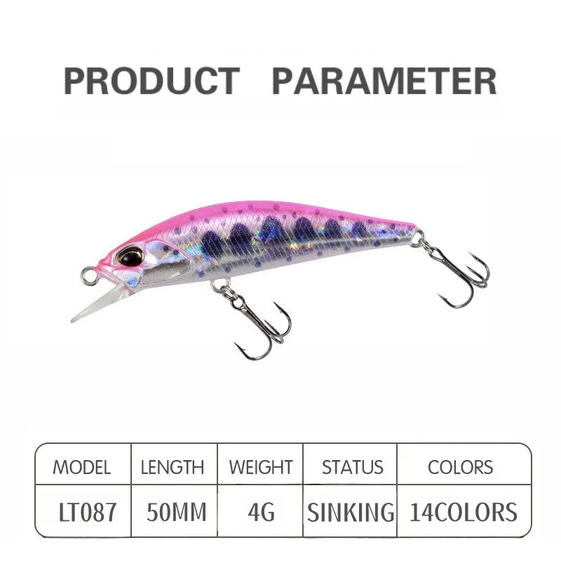 TSUYOKI 50mm 4g Sinking Minnow Stream Fishing Lure Artificial Wobbler Bait for Trout Bass Duo Spearhead Ryuki 50S Fishing Tackle