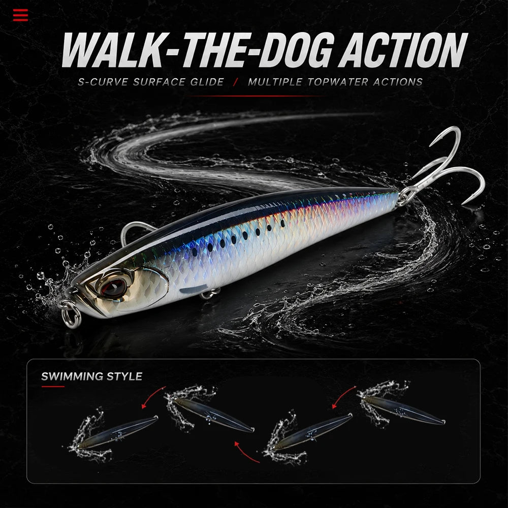 Hunthouse 2PCS Shore Glide Sinking Pencil Fishing Lure 108mm 27.5g Stickbait WTD Hard Bait Fish Tackle For Bass Snakehead LW549