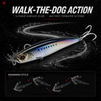 Hunthouse 2PCS Shore Glide Sinking Pencil Fishing Lure 108mm 27.5g Stickbait WTD Hard Bait Fish Tackle For Bass Snakehead LW549