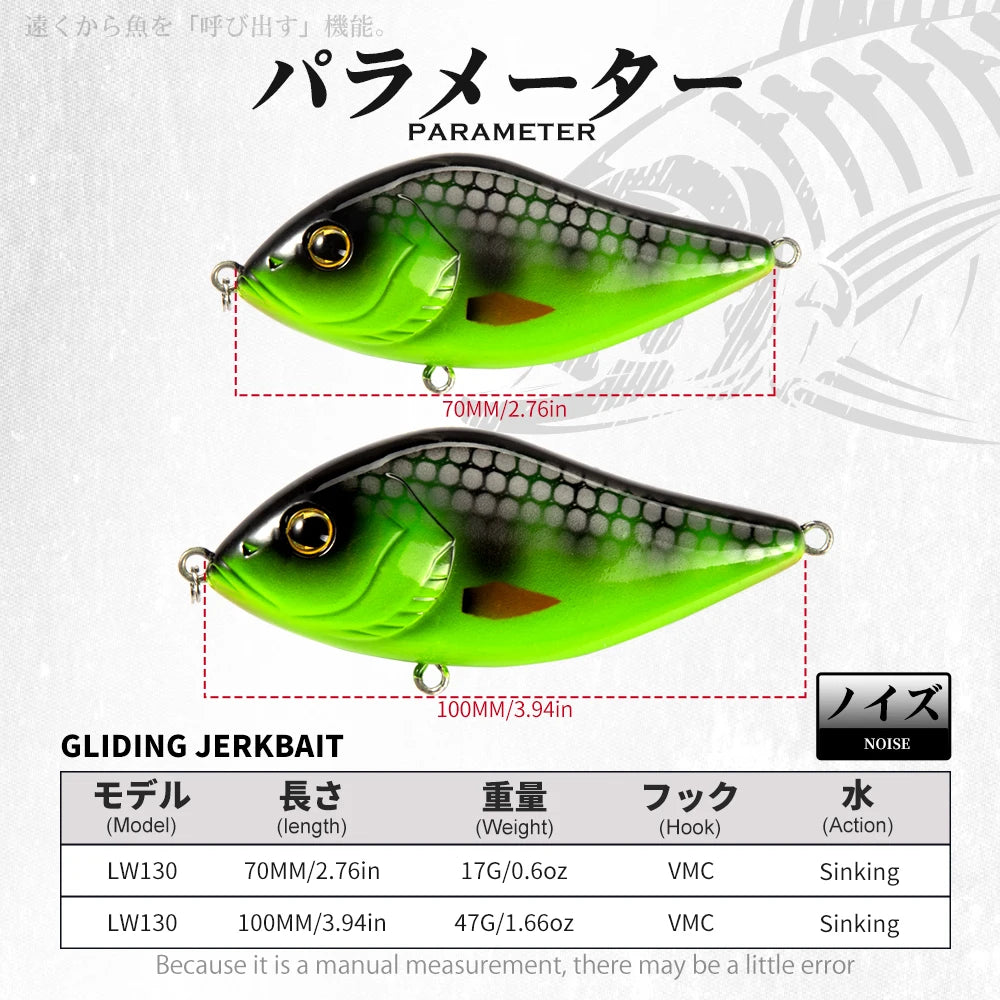 Hunthouse Crankbaits Jerkbait VIB Fishing Lure Freshwater Slow Sinking 7cm/17g 10cm/47g Pike Pesca Leurre Loud Sound Lw130