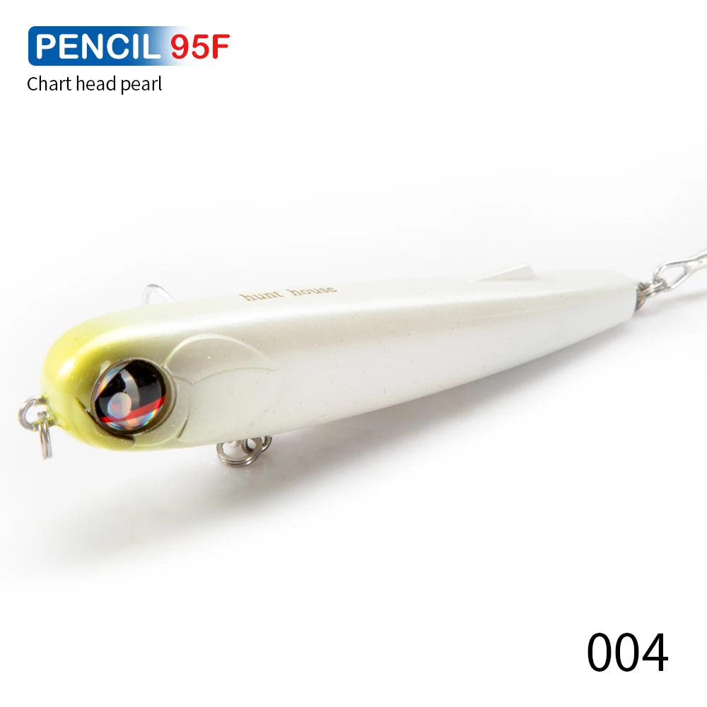 Hunthouse Pencil Fishing Lure 95mm 18g WTD Surface Topwater Floating Wobbler Artificial Hard Bait For Seabass Pike Perch LW533