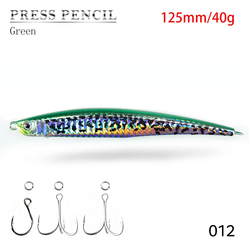 Hunthouse Sinking Pencil Fish Lure 125mm 40g 175mm 50g Saltwater Long Cast Hard Bait Wobbler for Sea Bass Pike Fishing Tackle