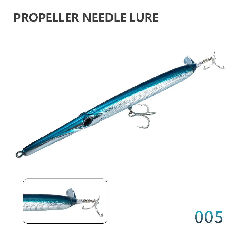 Hunthouse Floating Pencil Fishing Lures 225mm/40g Surface Hard Bait Propeller Needle For Fish Bluefish Seabass Tackle