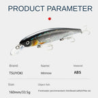 TSUYOKI Flirt Minnow Fishing Lure Wobbler 16cm 33.5g Jerkbait Artificial Bait Suspending Minnow Pike Bass Jackall Magsquad 160SP