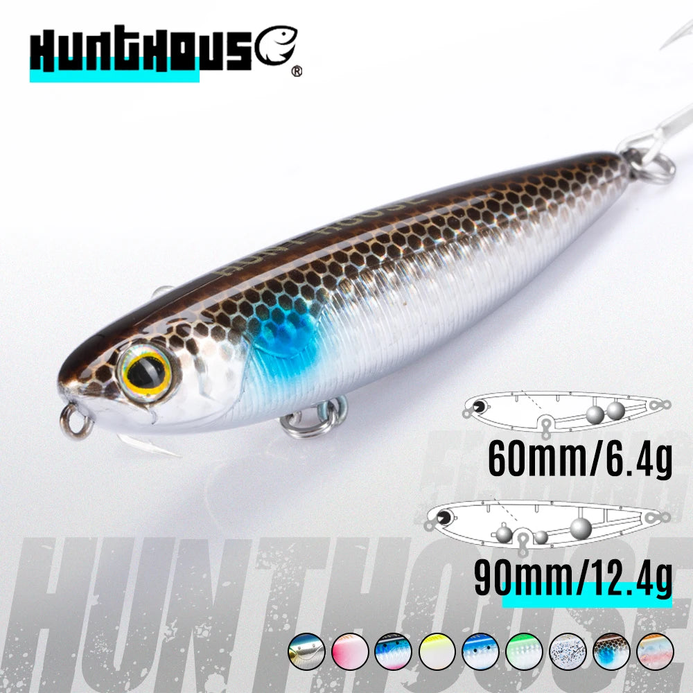 Hunthouse Floating Topwater Pencil Fishing Lure Hard Bait Surface WTD Wobblers Trolling 100/90/60mm Saltwater For Bass Tackle
