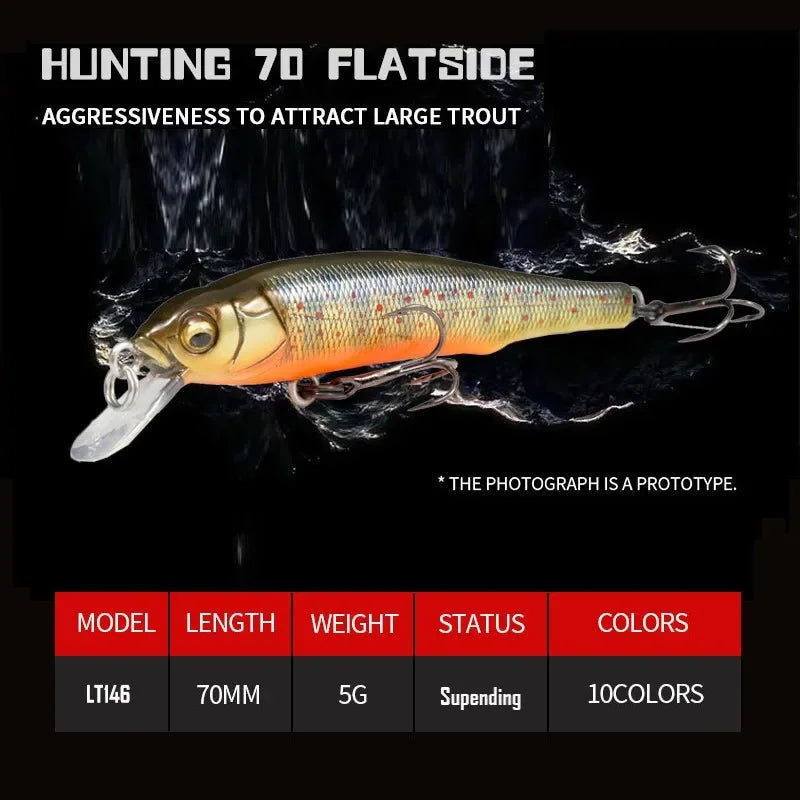 TSUYOKI Minnow Fishing Lure Wobbler for Freshwater Trout Artificial Bait Pike Carp Swimbait Jackall GH 70 Flatside jerkbaits
