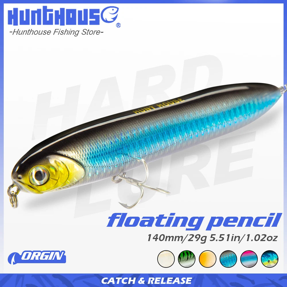 Hunthouse Chatterbeast Surface Topwater Lure 140mm 29g WTD Floating Pencil Bait Long Casting For Fishing Pike Loud Sound