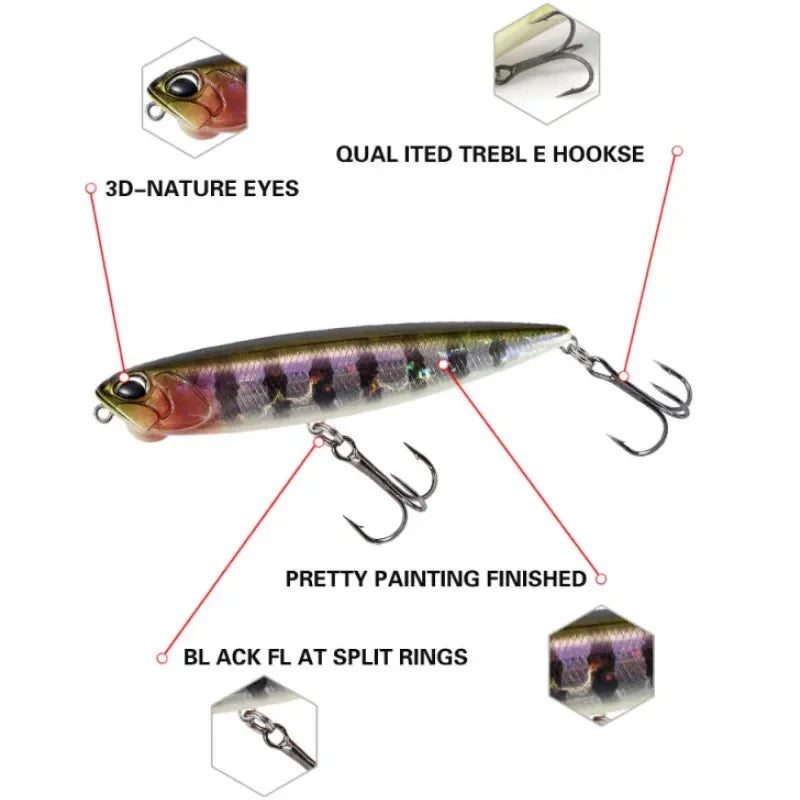 TSUYOKI 2026 Reals Pencil Lure 65mm 5.4g 100mm 14g Topwater Fishing Lures WTD Leurre De Surface Floating Stickbait Duo Wobblers