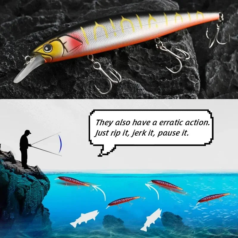TSUYOKI Flirt Minnow Fishing Lure Wobbler 16cm 33.5g Jerkbait Artificial Bait Suspending Minnow Pike Bass Jackall Magsquad 160SP