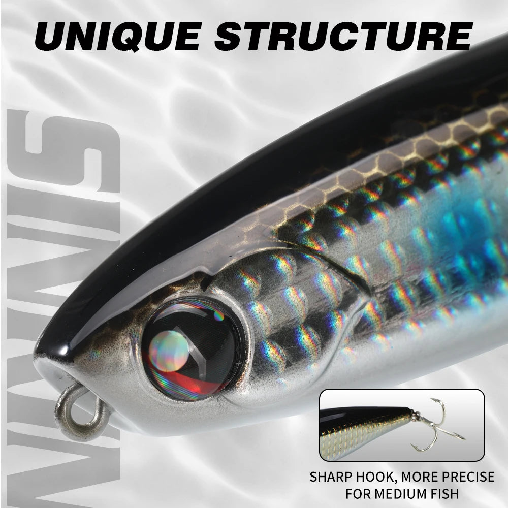 Hunthouse Floating Pencil Fishing Lure 100mm/17.6g Surface Rattle Ball Hard Baits Topwater WTD For Pike Bass Fish Tackle