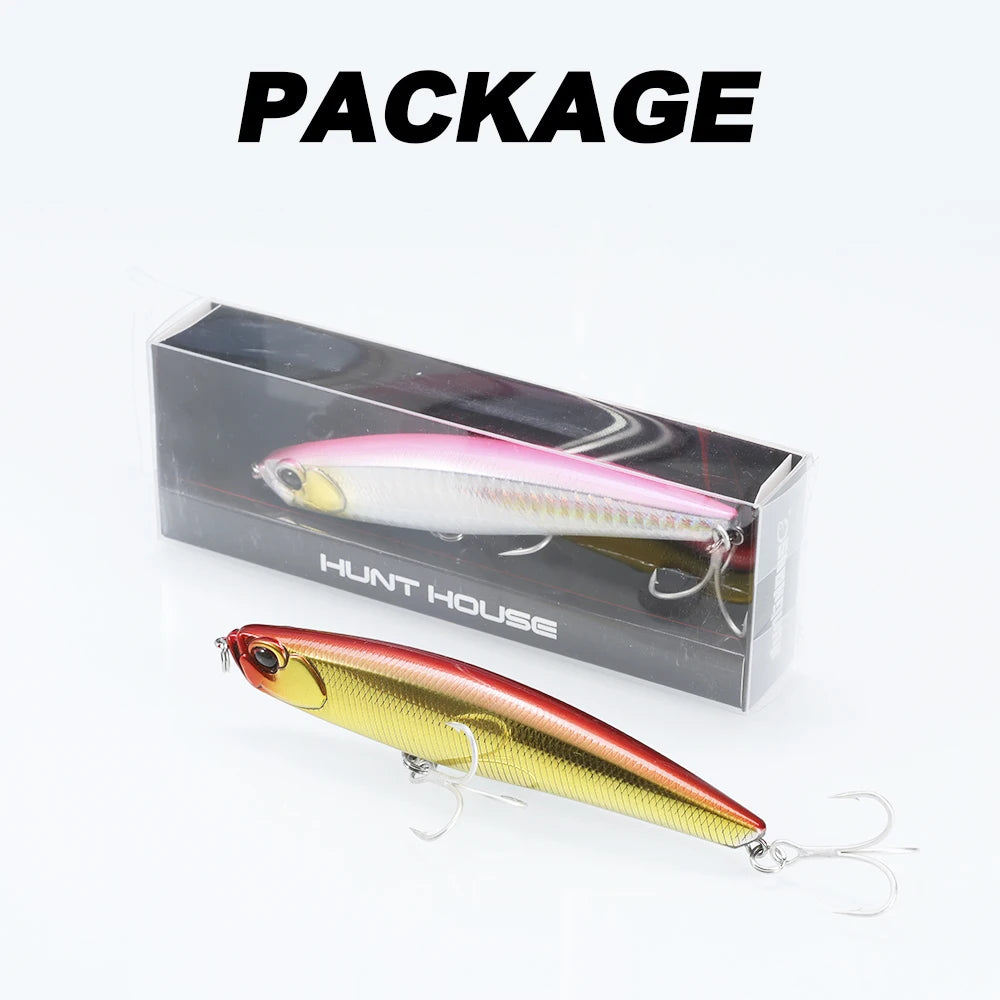 Hunthouse 2PCS Shore Glide Sinking Pencil Fishing Lure 108mm 27.5g Stickbait WTD Hard Bait Fish Tackle For Bass Snakehead LW549