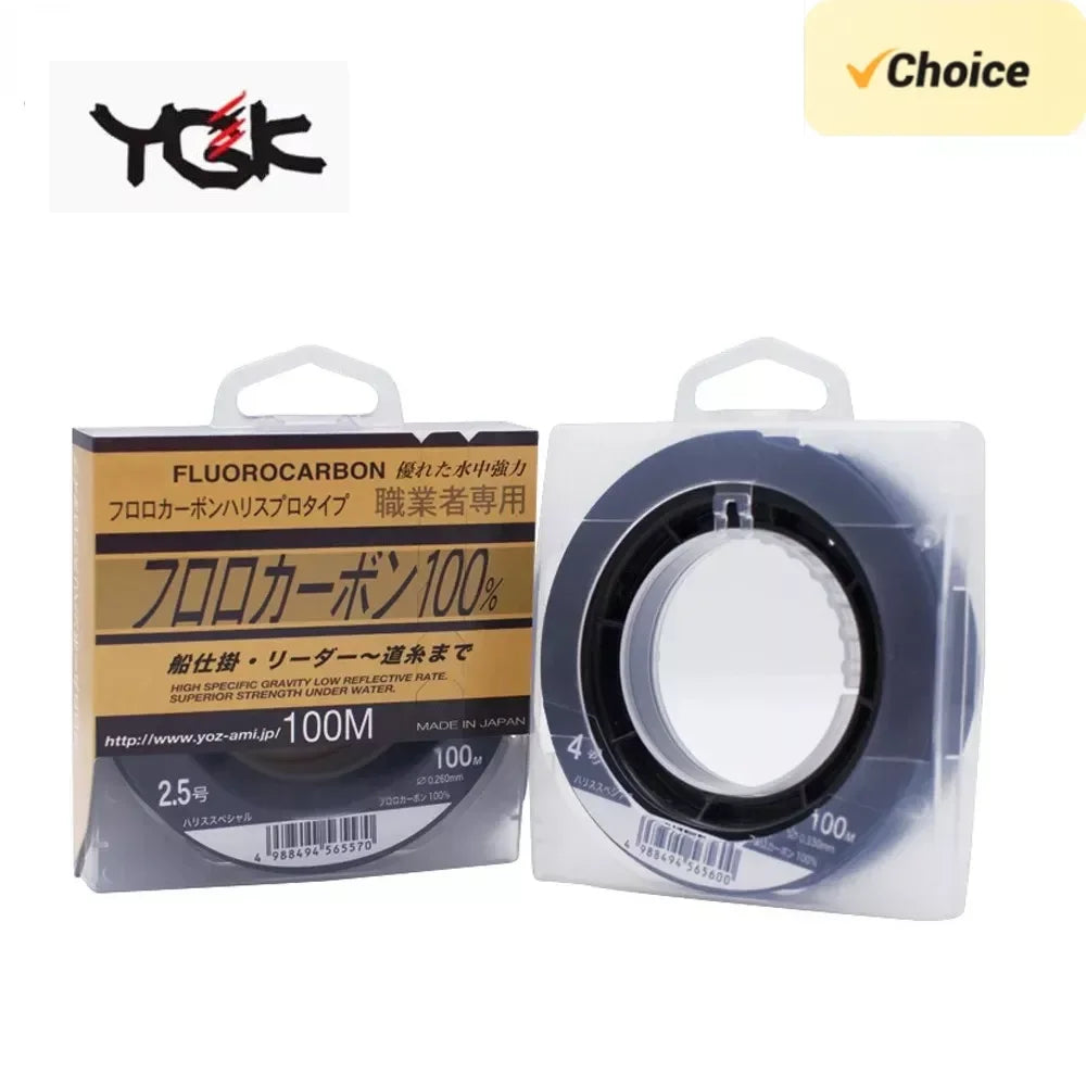 YGKDFC Japan Original 100M 100% Super Strong Fluorocarbon Fishing Line Carbon Line Front Wireway Transparent Monofilament