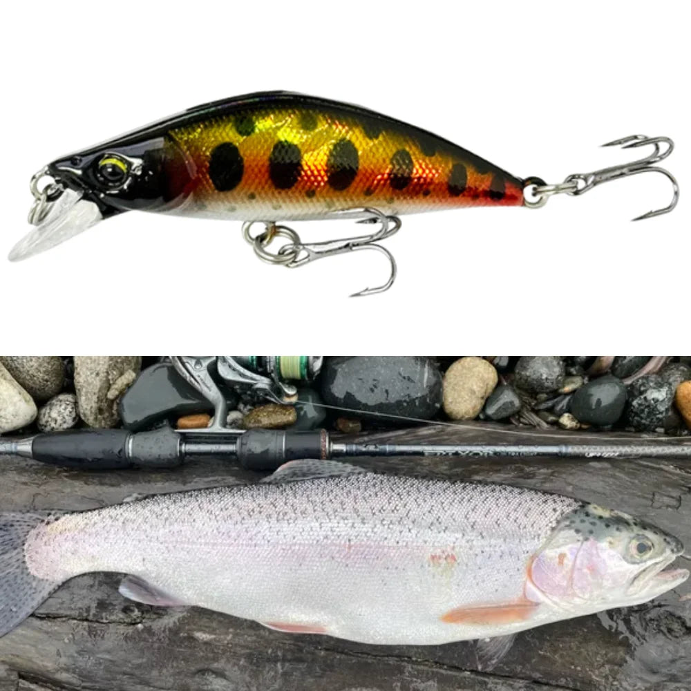 TSUYOKI 50mm 5g Artificial Wobblers Stream Bait Sinking Minnow Fishing Lure for Black Bass Brown Trout Bassday Mononofu 50S Bait