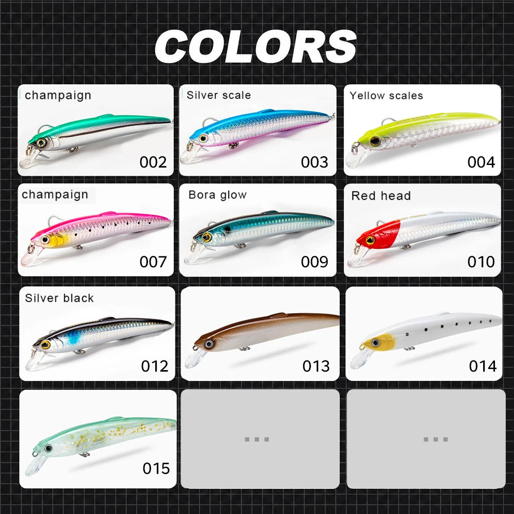Hunthouse Minnow Fishing Lure 90/125/147mm Floating Hard Baits Wobbler Jerkbait Artificial Fishing Tackle For Seabass Pike LW131