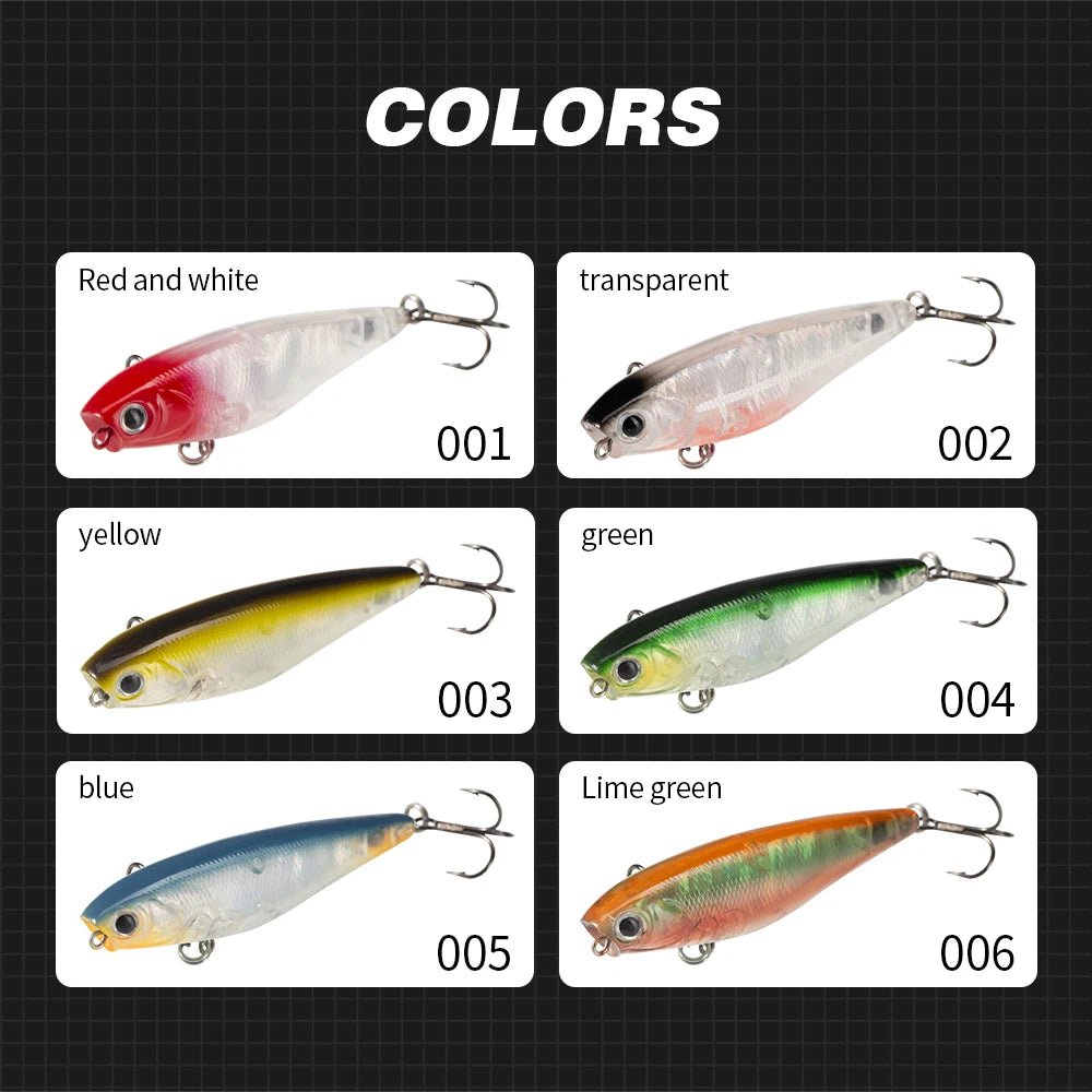 Hunthouse Popper DILEMMA Pencil Floating Fishing Lure 60mm 4.1g Hard Bait Topwater Surface Saltwater Pike Bass Fish Tackle
