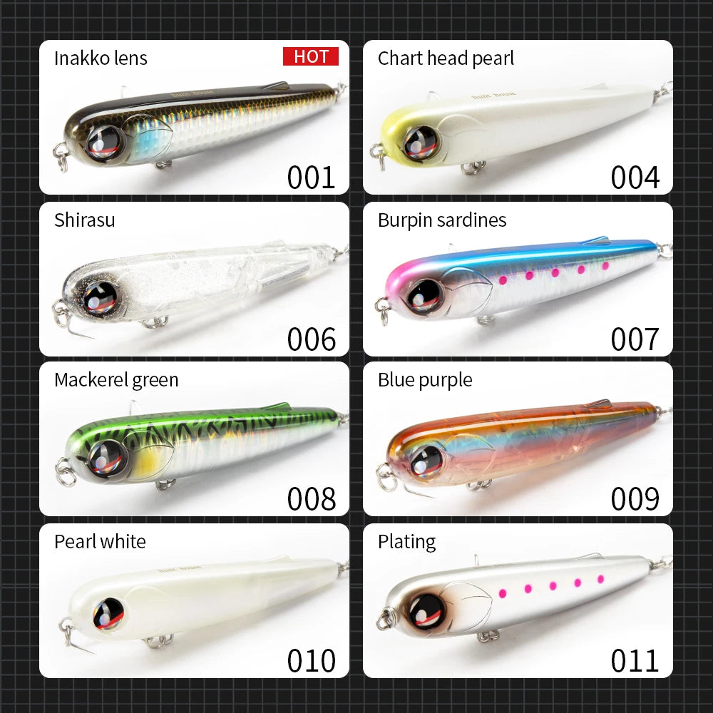 Hunthouse Floating Pencil Fishing Lure 95mm 18g Topwater Surface Wobbler Hard Bait For Seabass Saltwater Perch Tackle