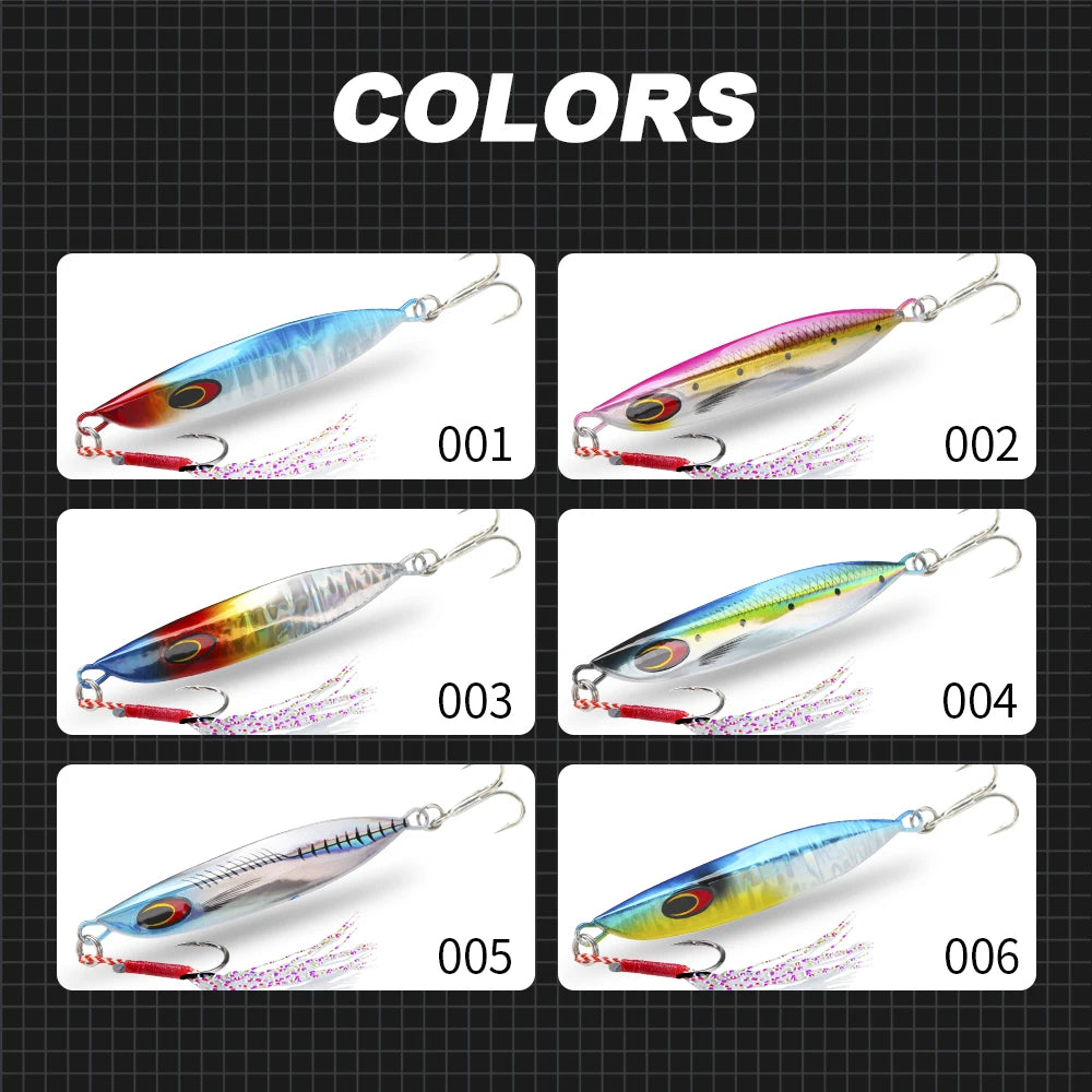 Hunthouse Metal Jig Fishing Lure Spoon Slow Sinking Hard Bait 65mm 20g jigging Casting For Saltwater Pike Bass Trout Fish Tackle