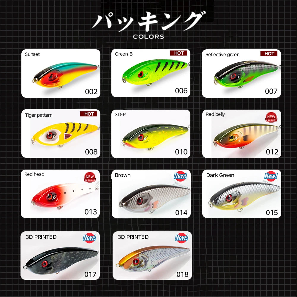Hunthouse Musky Buster Jerkbait Fishing Lures 115mm 32g Vib Bait Slow Sinking Jerkbaits Fishing Tackle For Sea Bass Pike LW129