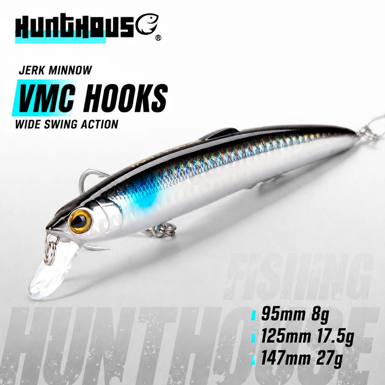 Hunthouse Minnow Fishing Lure 90/125/147mm Floating Hard Baits Wobbler Jerkbait Artificial Fishing Tackle For Seabass Pike LW131
