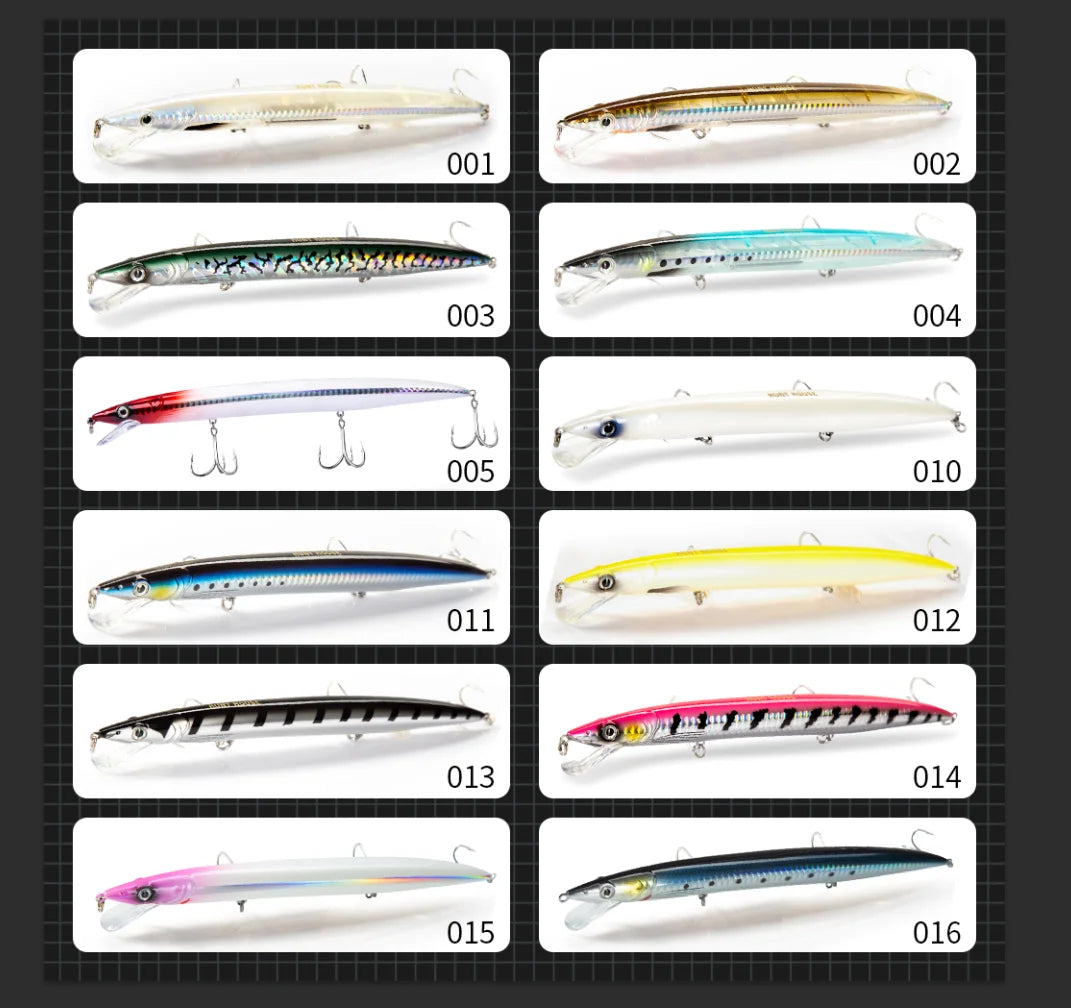 Hunthouse Sandeel Minnow Fishing Lure 143/173/208mm Long Casting Floating Wobblers Jerkbait Fish Tackle For Sea Bass LW402