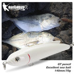 Hunthouse GT Pencil Fishing Lure 140mm 70g Trolling Saltwater Sinking Stickbait Wobbler Artificial Trout Tuna Seabass LW136