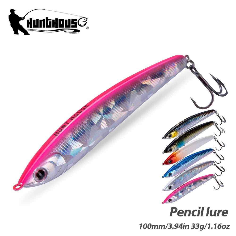 Hunthouse Sinking Pencil Fishing Lures 100mm 33g Sinking Stickbait Long Casting Jigging Artificial for Bass Trout Pesca Tackle
