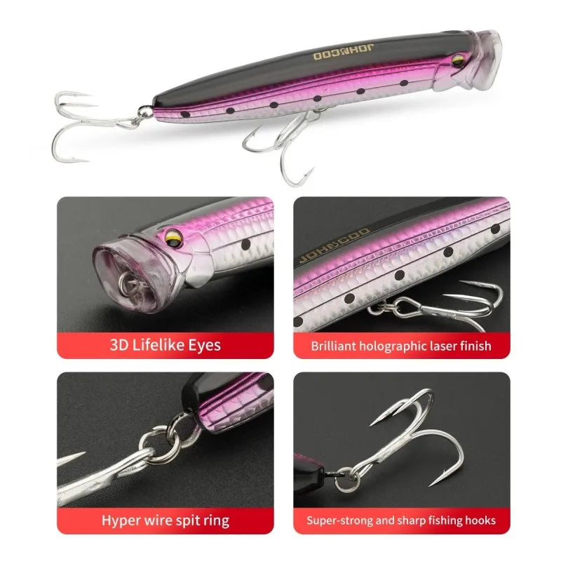 TSUYOKI New Feed Popper Fishing Lure Trolling Surface 120mm 30g Artificial Topwater Wobblers Hard Baits for Largemouth Bass Pike