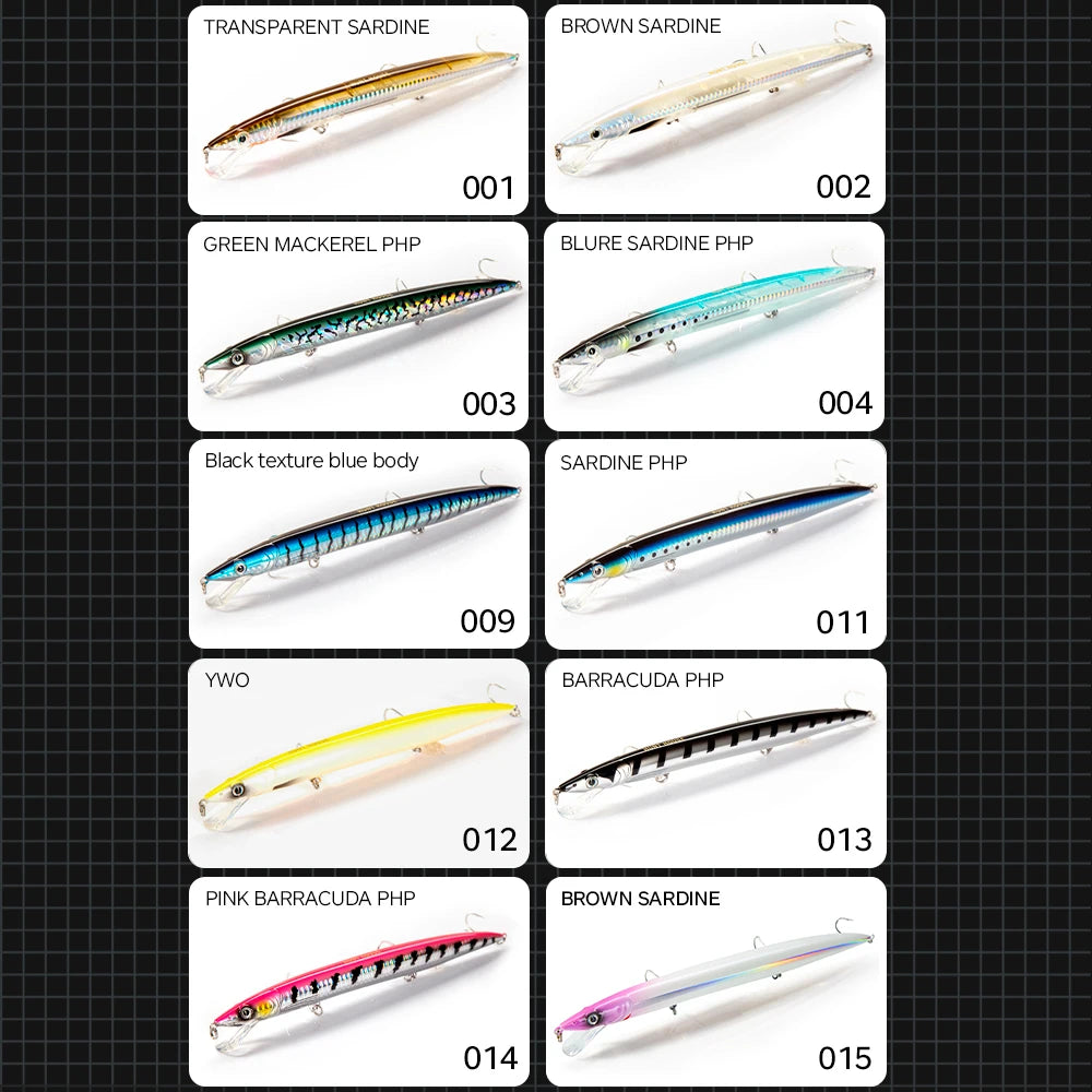 Hunthouse Minnow Fishing Lures Long Casting Floating 143mm/14g 173mm/23g 208mm/33g Sandeel Jerkbait Seabass Bait Fish Tackle