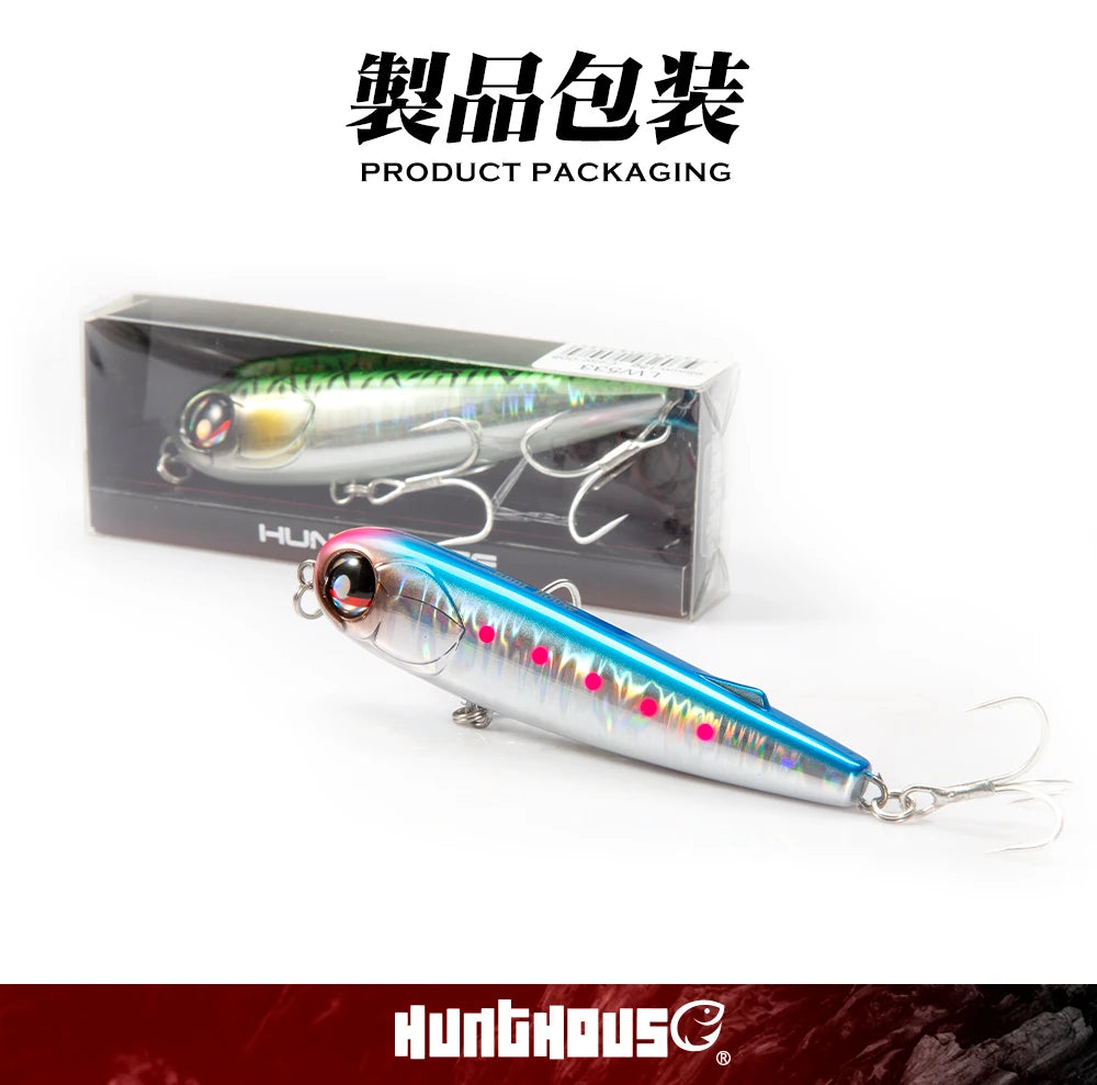 Hunthouse Pencil Fishing Lure 95mm 18g WTD Surface Topwater Floating Wobbler Artificial Hard Bait For Seabass Pike Perch LW533