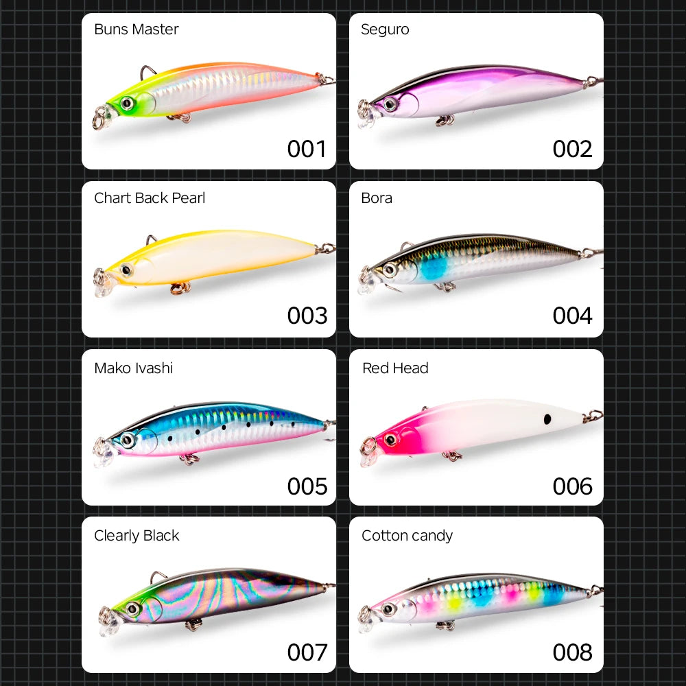 Hunthouse Fishing Shallow IBORN Minnow Lure Floating 78mm/98mm/118mm 8.5g/13g/19g Wobbler Surface Saltwater For Seabass Tackle