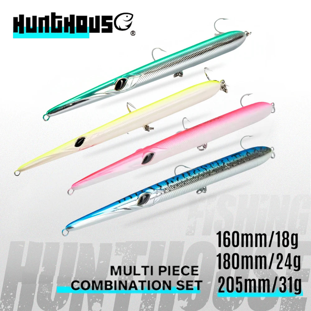 Hunthouse 4PCS Combination Needle Fish Shape Lure 18g/24g/31g Floating Pencil Bait WTD Long Casting Stickbait Tackle LW118