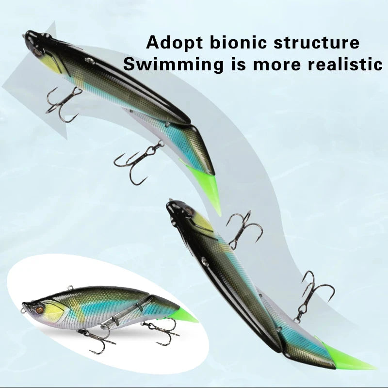 TSUYOKI Swimbait Jointed Lure, Freshwater, Floating Wobbler, Two Tails, Big Giant Fishing Lure, DaVinci 190, 55g, 190mm