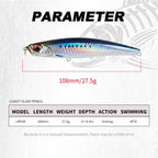 Hunthouse 2PCS Shore Glide Sinking Pencil Fishing Lure 108mm 27.5g Stickbait WTD Hard Bait Fish Tackle For Bass Snakehead LW549