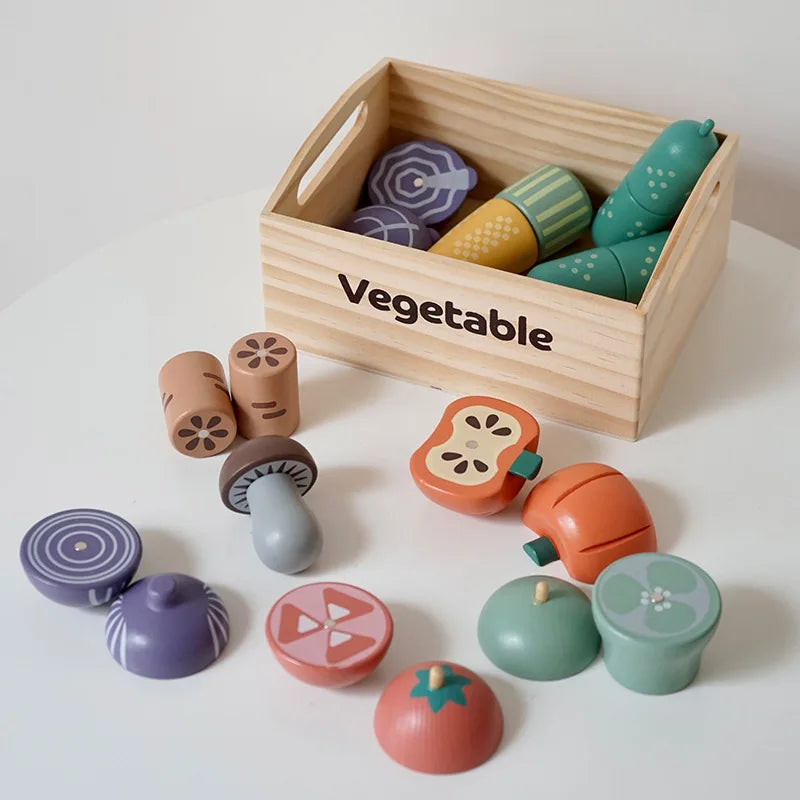 Product photo of Wooden Produce Playset, the best Toy Kitchens gift idea for sale on Glenmore, a store where you can find the perfect Toy for your home, hobbies, video games, or gifting—all in one place, curated for you.