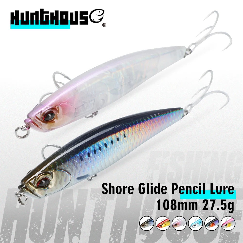 Hunthouse 2PCS Shore Glide Sinking Pencil Fishing Lure 108mm 27.5g Stickbait WTD Hard Bait Fish Tackle For Bass Snakehead LW549