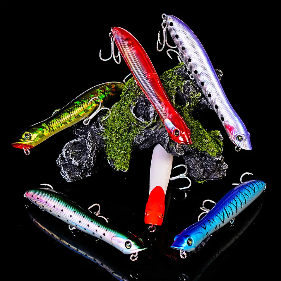 TSUYOKI WTD Fishing Lure 85mm 6g Popper Lure Topwater Patchinco 85 Snakehead Wobbler Fishing Seabass,Skipjack Tuna Mackerel