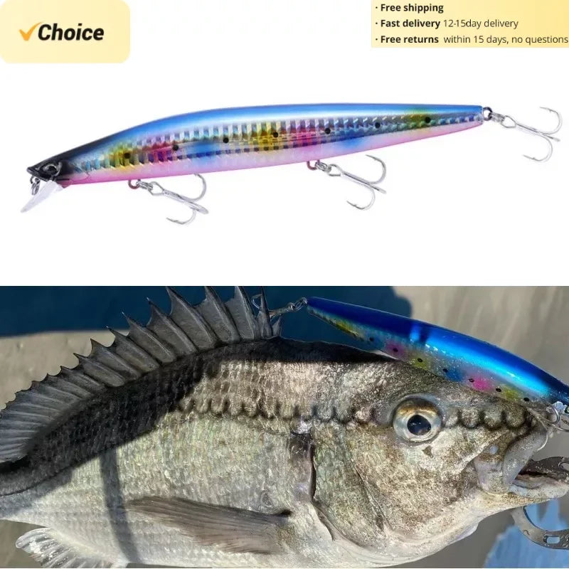 TSUYOKI Sinking Minnow Fishing Lures Black Bass Pike Artificial Tungsten Jerkbait Wobbler Silent Assassin 140S DW92 140mm 26g