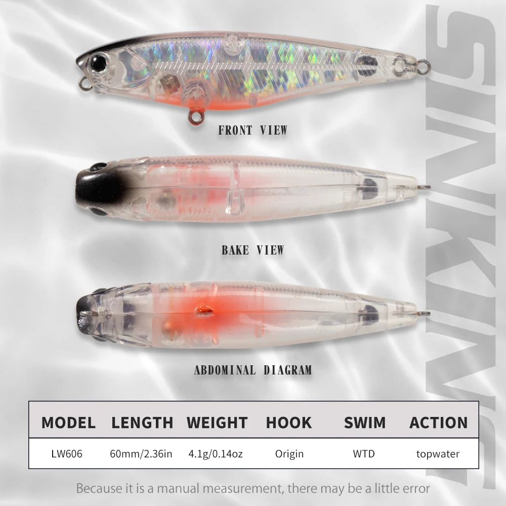 Hunthouse Popper DILEMMA Pencil Floating Fishing Lure 60mm 4.1g Hard Bait Topwater Surface Saltwater Pike Bass Fish Tackle
