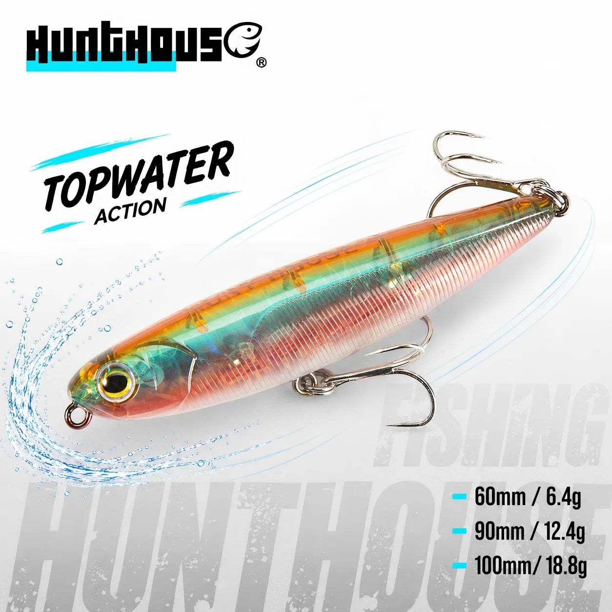 Hunthouse GHOST SNAKE Topwater Pencil Fishing Lure 60/90/100mm 6.4/12.4/18.8g Surface Floating Bait Lure For Seabass LW536