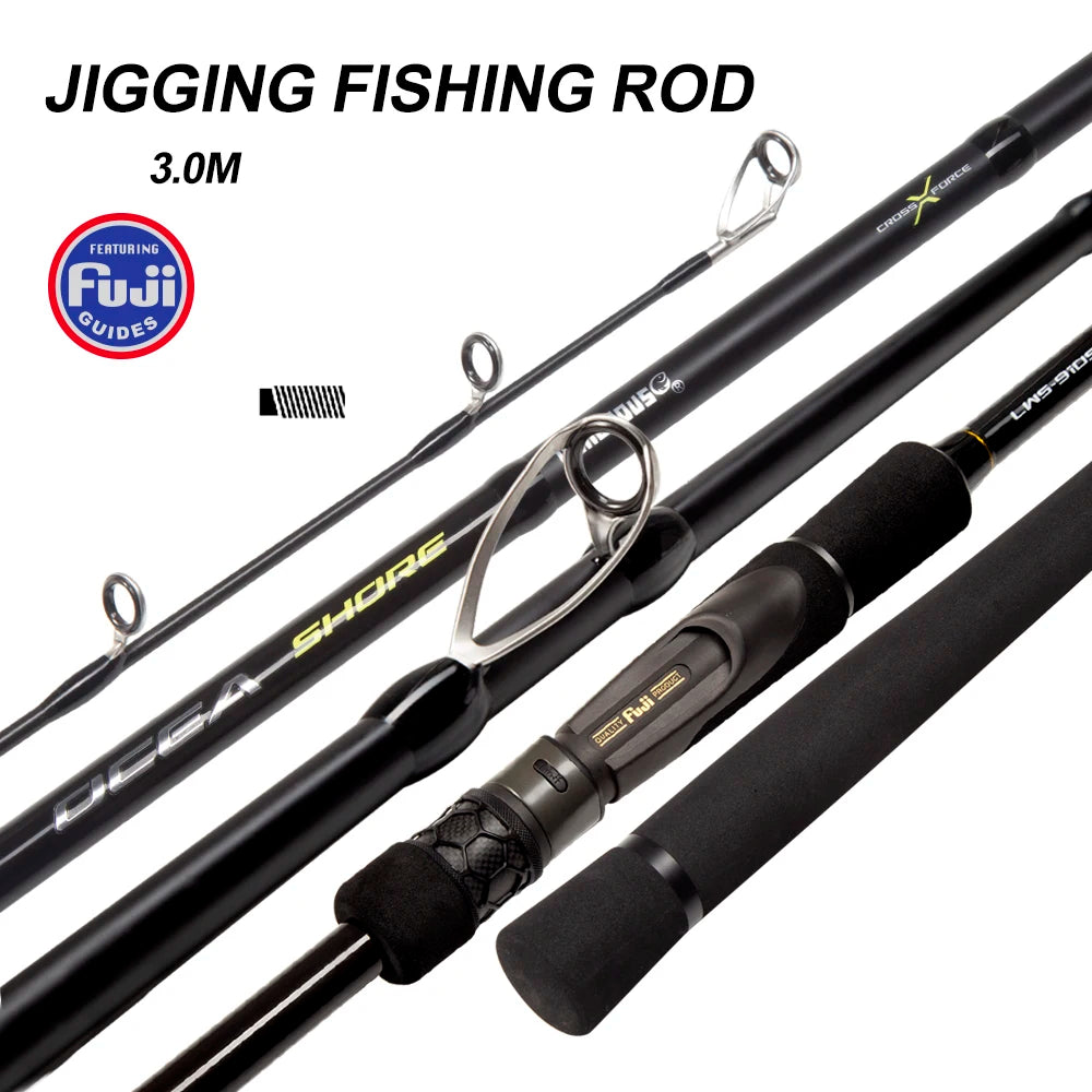 Hunthouse 3m Shore Spinning Fishing Rod Lure WT20-80g Almighty Fujl Carbon Fiber 2 Section Saltwater Pike Seabass Fish Tackle