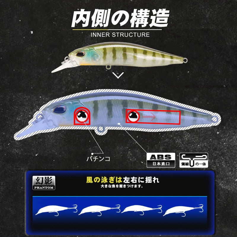 D1 Minnow Fishing Lure 77mm 8.4g Suspending Freshwater Jerkbait Artificial Hard Wobblers For Pike Bass Fishing Tackle DT5010