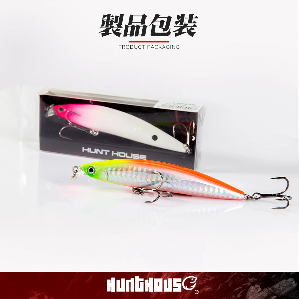 Hunthouse Fishing Shallow IBORN Minnow Lure Floating 78mm/98mm/118mm 8.5g/13g/19g Wobbler Surface Saltwater For Seabass Tackle