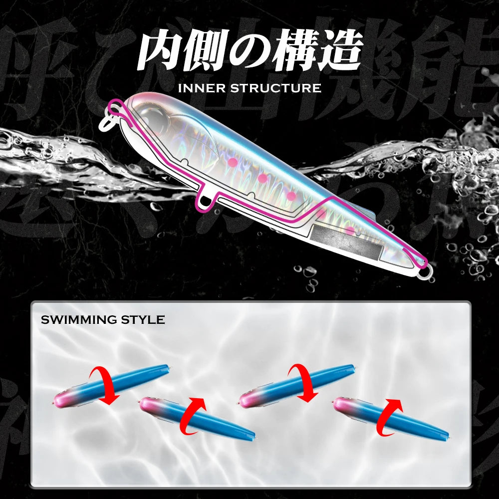 Hunthouse Pencil Fishing Lure 95mm 18g WTD Surface Topwater Floating Wobbler Artificial Hard Bait For Seabass Pike Perch LW533