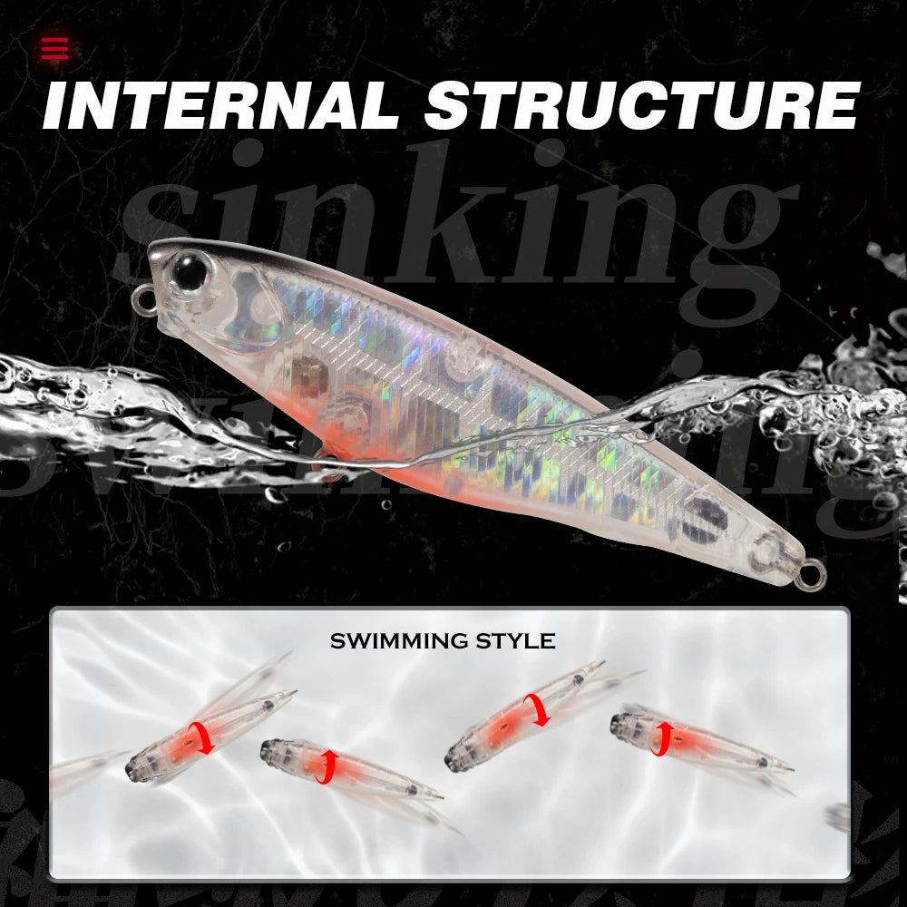 Hunthouse Popper DILEMMA Pencil Floating Fishing Lure 60mm 4.1g Hard Bait Topwater Surface Saltwater Pike Bass Fish Tackle