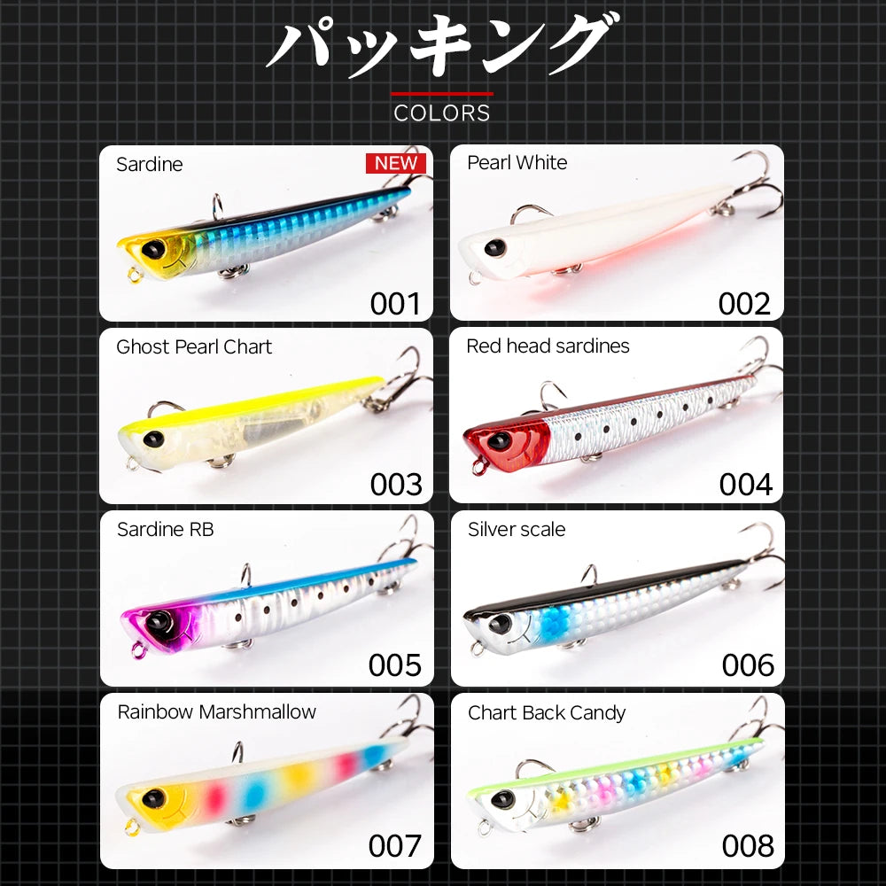 Hunthouse Bay RUF MANIC 75mm/8g Sinking Pencil Fishing Lure Stickbait BKK Hook Hard Lure for Seabass Fish