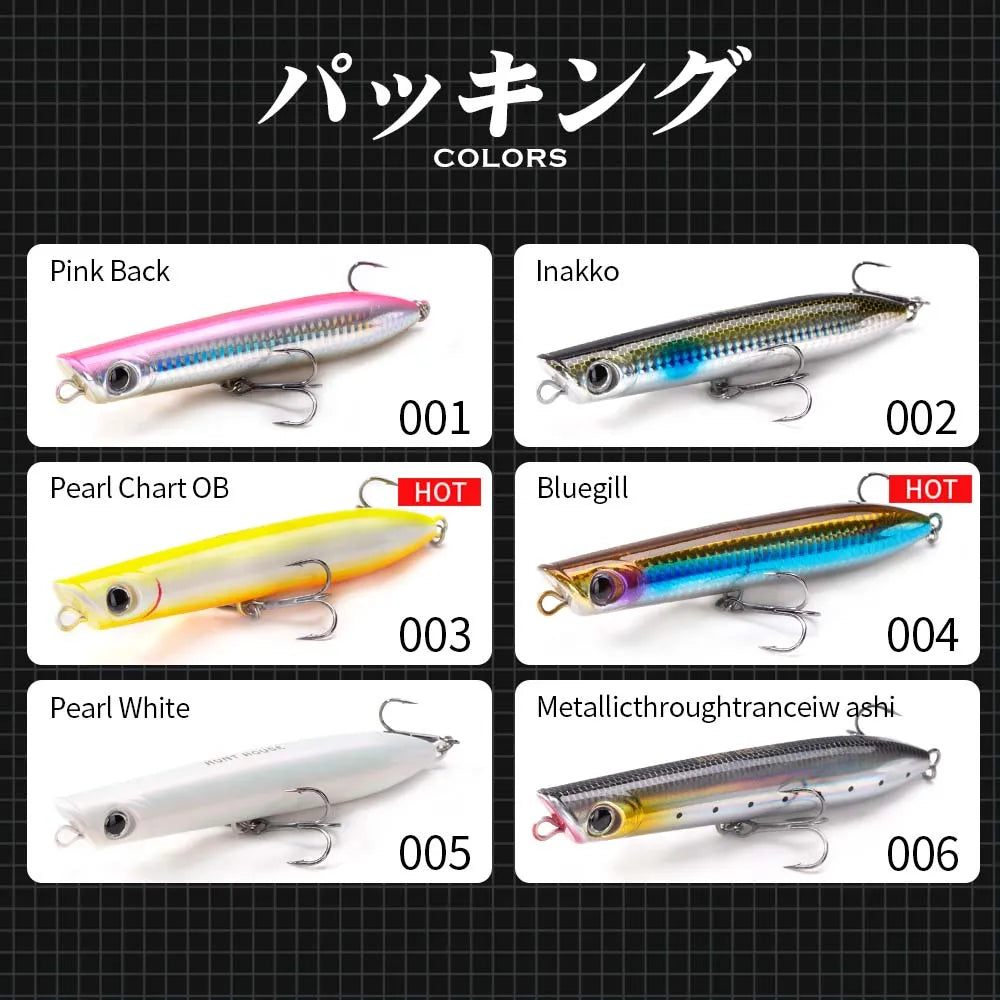 Hunthouse Surface Popper Floating Fishing Lure 130mm 30g Topwater Hard Bait Walk The Dog Saltwater For Tuna Fish Tackle