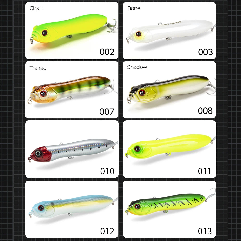 Hunthouse Pencil Fishing Lure Crazy Surface Tractor Topwater Hard Bait 130/110mm 32/21g Big Rattle Ball Loud Sound For Pike Bass