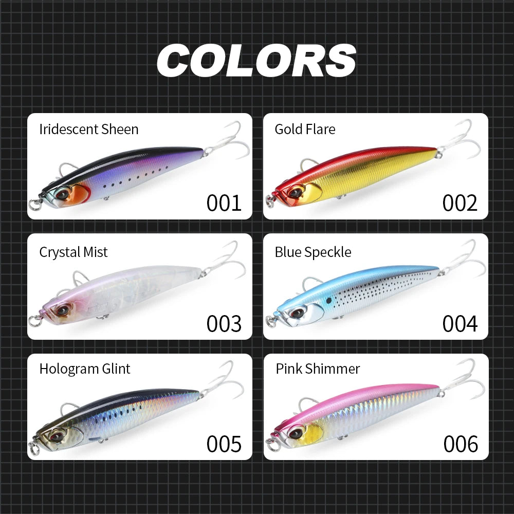 Hunthouse 2PCS Shore Glide Sinking Pencil Fishing Lure 108mm 27.5g Stickbait WTD Hard Bait Fish Tackle For Bass Snakehead LW549