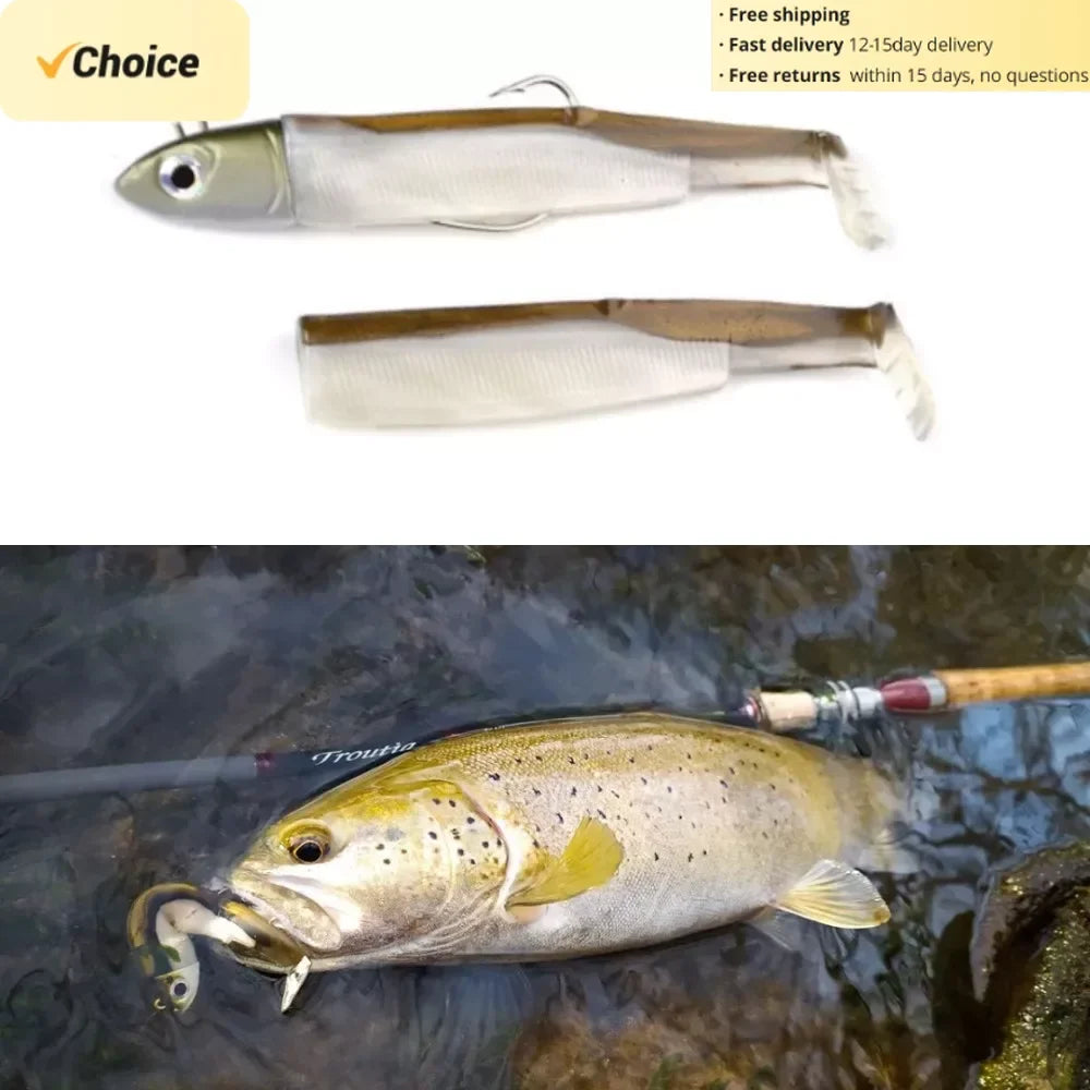 TSUYOKI Fishing Black Minnow Lure 5g/10g/15g/25g/40g Jigging Head Soft Silicone Bait Wobblers For Bass Pike Leurre Easy Shinner