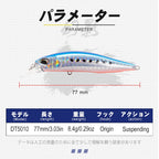 D1 Minnow Fishing Lure 77mm 8.4g Suspending Freshwater Jerkbait Artificial Hard Wobblers For Pike Bass Fishing Tackle DT5010